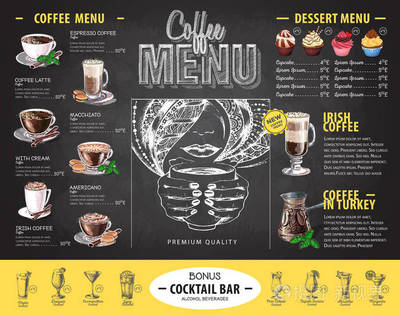 怀旧风情 老式粉笔画风格的快餐咖啡菜单设计指南